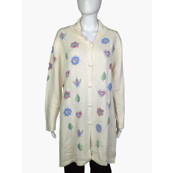 Vtg Bob Mackie Womens Small 42" Chest Oversized Knit Cardigan Sweater New - Picture 2 of 11